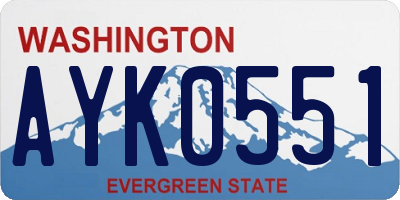 WA license plate AYK0551