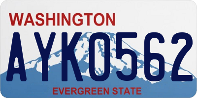 WA license plate AYK0562