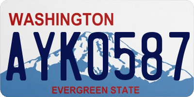 WA license plate AYK0587