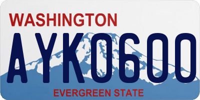 WA license plate AYK0600