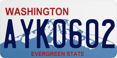 WA license plate AYK0602