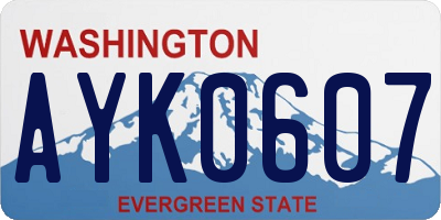 WA license plate AYK0607