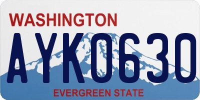 WA license plate AYK0630