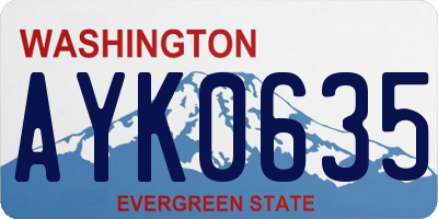 WA license plate AYK0635