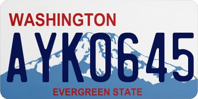 WA license plate AYK0645