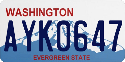 WA license plate AYK0647