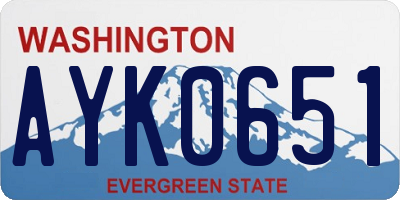 WA license plate AYK0651