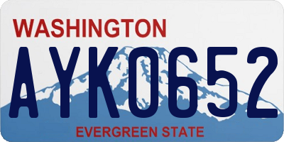 WA license plate AYK0652