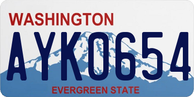 WA license plate AYK0654