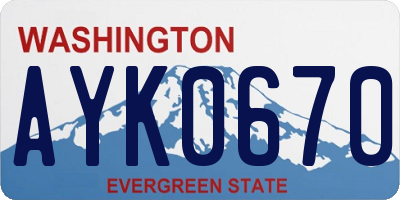 WA license plate AYK0670