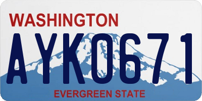 WA license plate AYK0671