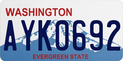 WA license plate AYK0692