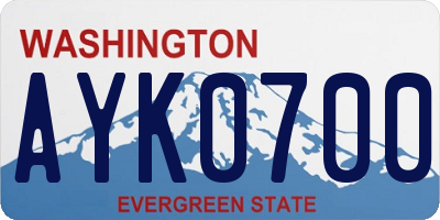 WA license plate AYK0700
