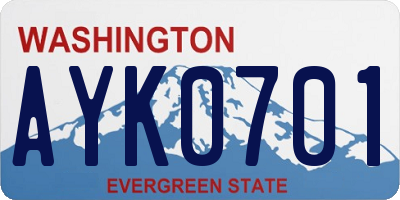 WA license plate AYK0701