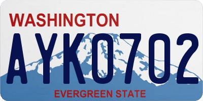 WA license plate AYK0702