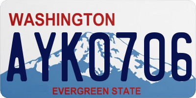 WA license plate AYK0706