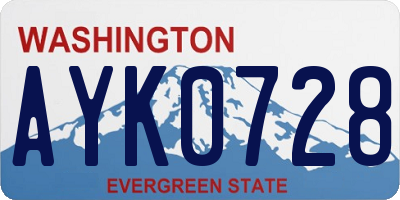 WA license plate AYK0728