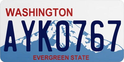 WA license plate AYK0767