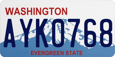 WA license plate AYK0768