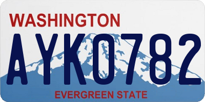 WA license plate AYK0782
