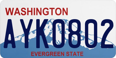 WA license plate AYK0802