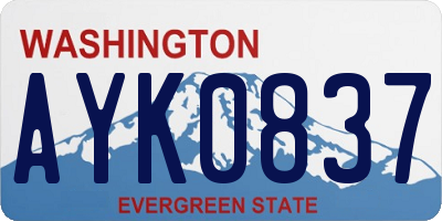 WA license plate AYK0837