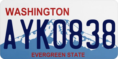 WA license plate AYK0838