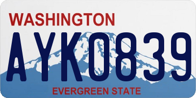 WA license plate AYK0839