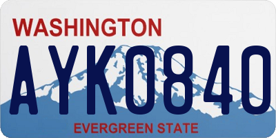 WA license plate AYK0840