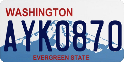 WA license plate AYK0870