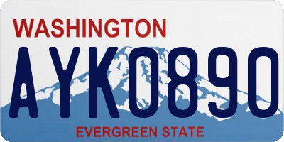 WA license plate AYK0890