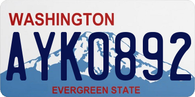 WA license plate AYK0892