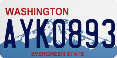 WA license plate AYK0893
