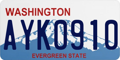 WA license plate AYK0910