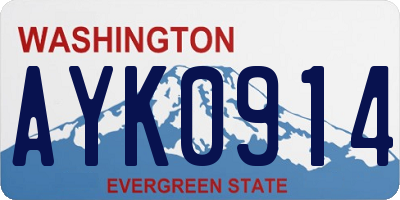 WA license plate AYK0914