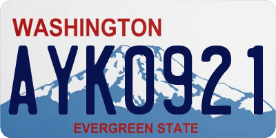 WA license plate AYK0921