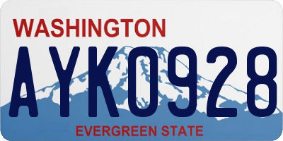 WA license plate AYK0928