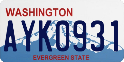 WA license plate AYK0931