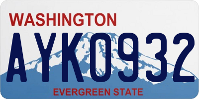 WA license plate AYK0932