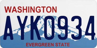 WA license plate AYK0934
