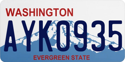 WA license plate AYK0935