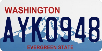 WA license plate AYK0948