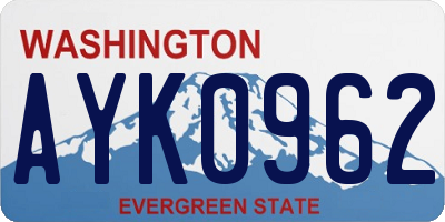 WA license plate AYK0962