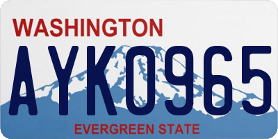 WA license plate AYK0965