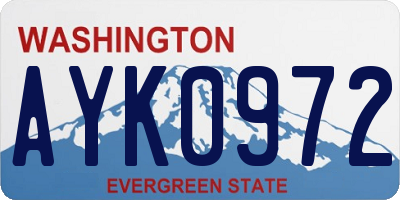 WA license plate AYK0972