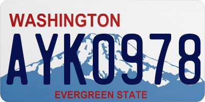 WA license plate AYK0978