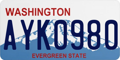 WA license plate AYK0980