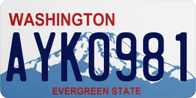 WA license plate AYK0981