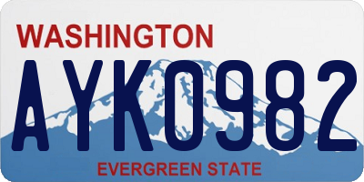 WA license plate AYK0982