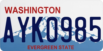 WA license plate AYK0985
